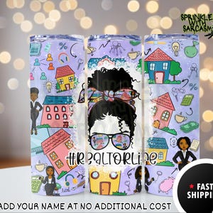 Presente personalizado para corretor de imóveis, caneca para corretora de imóveis negra, caneca de 20 onças com canudo para corretora de imóveis, caneca de viagem de agradecimento para corretora de imóveis para mulheres