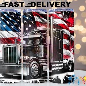 Personalized Trucker Tumbler, Semi Truck Gifts For Men, Trucker Travel Mug, Trucker 20oz Skinny Cup With Straw For Him, Truck Driver Tumbler