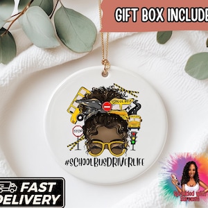 School Bus Driver Life Ornament | Handmade Sublimation Ceramic Christmas Gift for Bus Drivers | Appreciation Gift | Gift Box | Fast Shipping