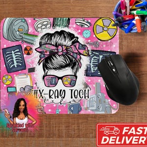 X-Ray Tech Mousepad with Name – Custom Radiology Desk Mat – Personalized Gift for Rad Tech or Student – Handmade Sublimation Mouse Pad