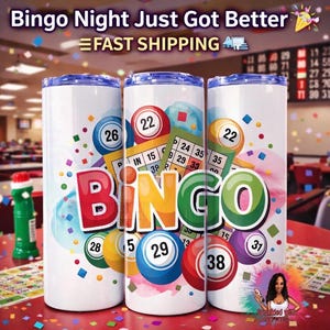 Bingo Tumbler • Colorful Bingo Cup for Bingo Lovers • 20oz/30oz Sublimation Tumbler • Bingo Night Gift Idea • Handmade Fast Shipping from Te