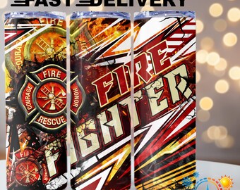 Firefighter Tumbler, Fire Rescue Stainless Steel Cup, Personalized Gift