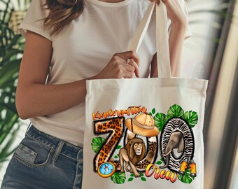 Kindergarten Zoo Crew Safari Tote Bag, Personalized Teacher Jungle Bag