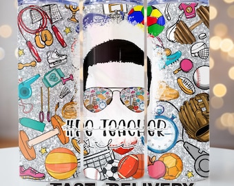 Men’s PE Teacher Tumbler | Physical Education Coach Gift 20oz 30oz | Sports Teacher Cup | Male PE Teacher Appreciation Gift