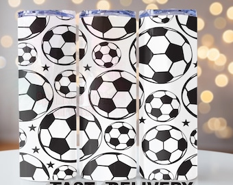 Personalized Soccer Tumbler | Custom Name Stainless Steel Cup, Sports Gift