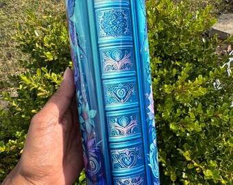 Custom Name Floral Book Tumbler – Butterfly Garden Design – Personalized 20oz/30oz Sublimation Cup – Fast Shipping - Gift for readers