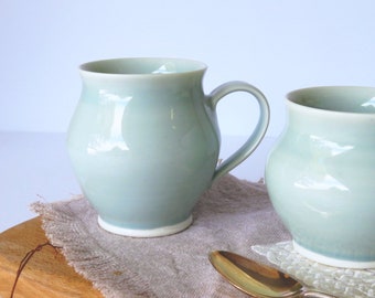 Pale Blue Porcelain Cup, Hand Thrown Porcelain Cup,