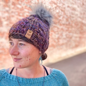 Chunky Knit Merino Wool Beanie: Handknit Pom Pom Toque - Witch Hazel Beanie
