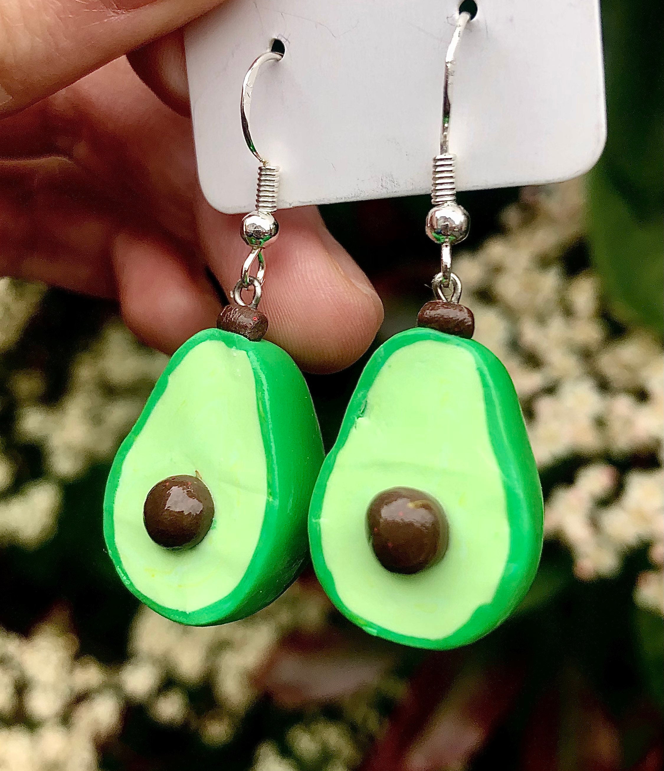 Avocado earrings polymer clay earrings sterling silver Etsy