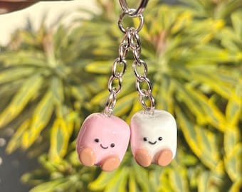 Mini Marshmallow Taschenanhänger, Polymer Clay, Schlüsselanhänger