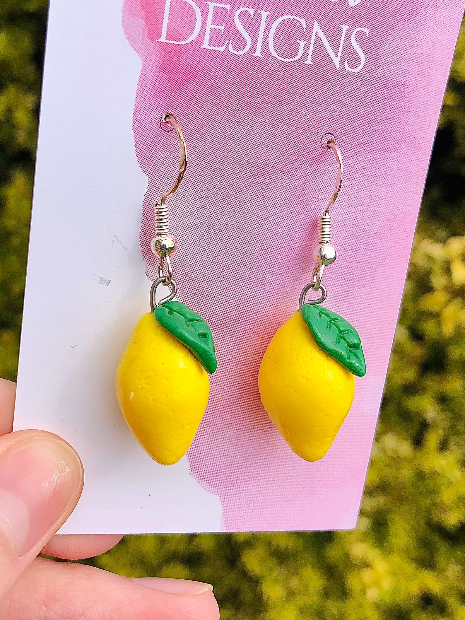 Lemon fruit earrings on sterling silver hooks fruit polymer Etsy