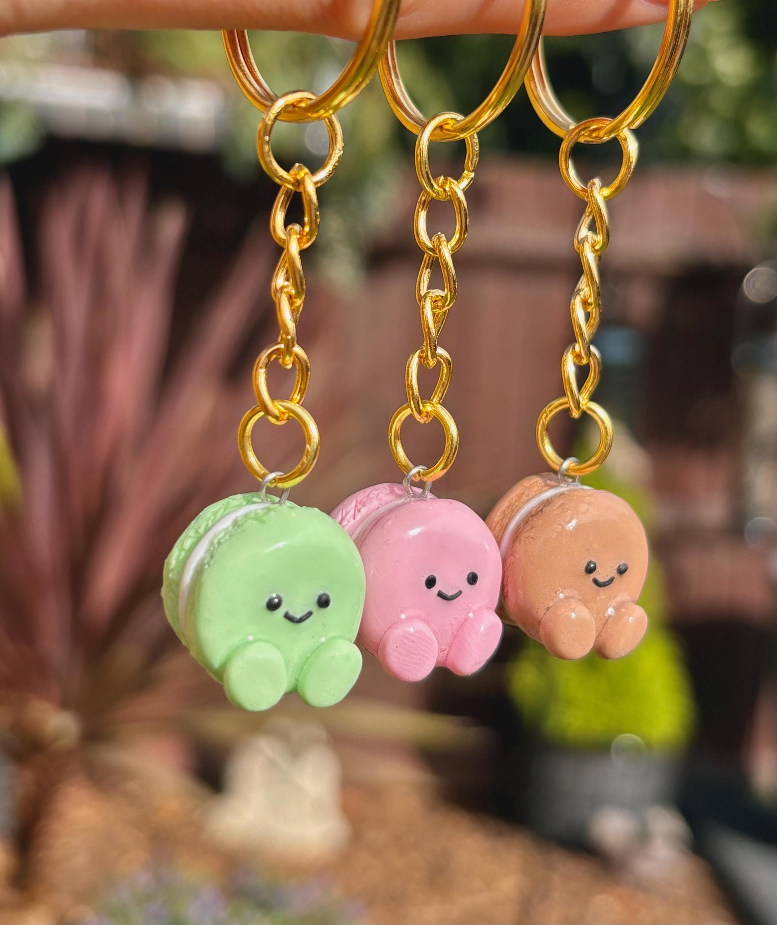 Strawberry/ Pistachio/ Chocolate Macaroon Keyring Charm