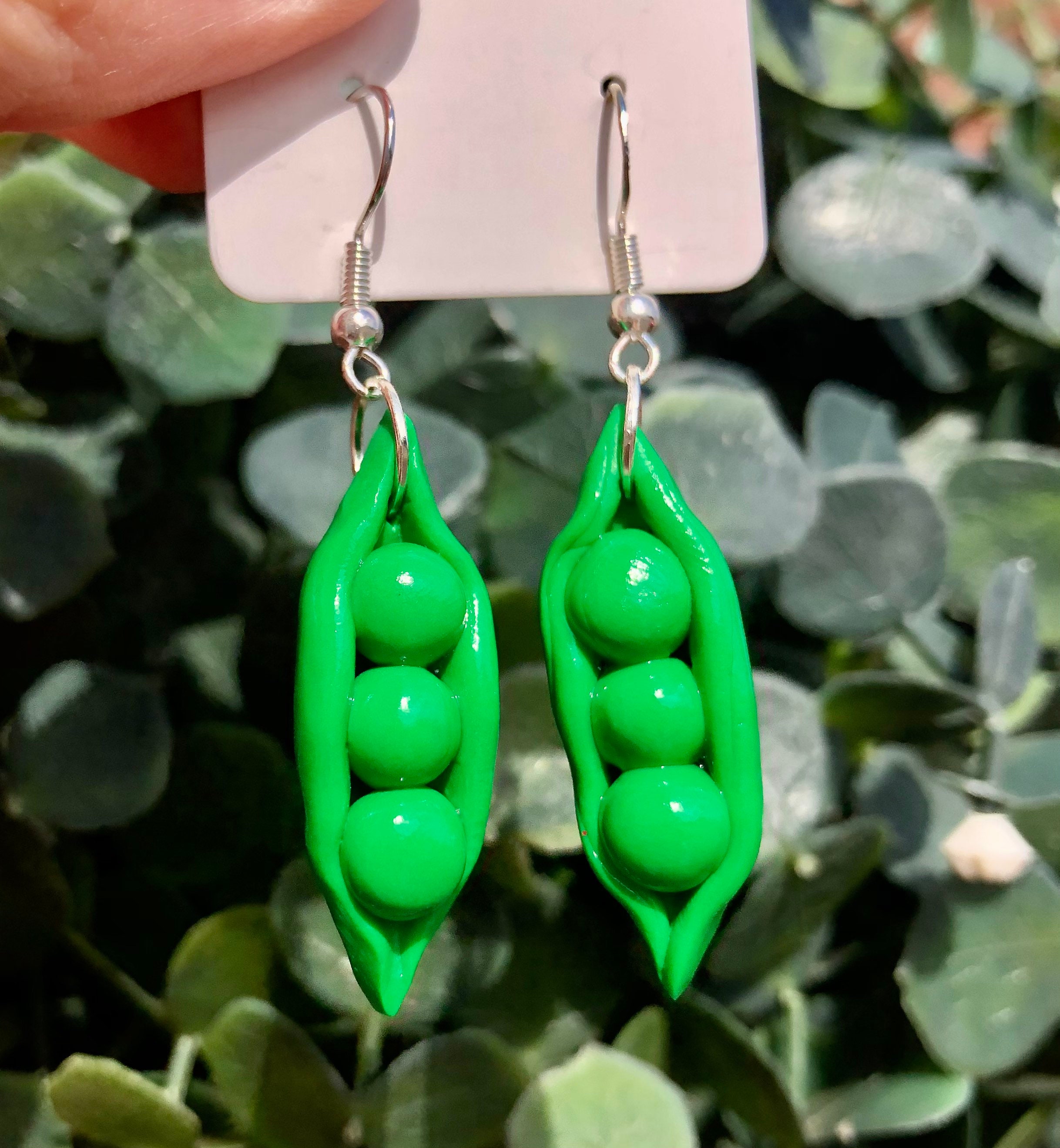 Peas in a pod dangle earrings polymer clay earrings food Etsy