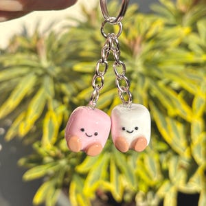 Jellycat Inspired Mini Marshmallow Keyring Charm, Handmade Polymer Clay Bag Jewellery