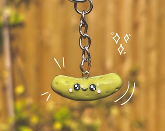 Gurke Schlüsselanhänger Charm, Polymer Clay Kawaii Handgemachte Taschenanhänger