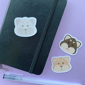 Pack of 3 Vinyl Glossy Waterproof Cute Dog Shiba Inu Stickers