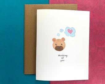 Watercolour Thinking of You Bear Greeting Card