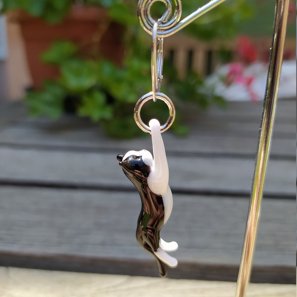 Boucles d'oreilles chat en verre de Murano