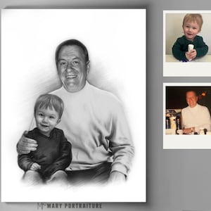 Add deceased family, Hand Drawn Charcoal Portrait, for loved ones, Memorial Gift (Combining different pictures together)