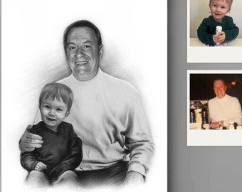 Dodaj zmarłą rodzinę, ręcznie rysowany portret węglem drzewnym, dla bliskich, prezent pamiątkowy (łączenie różnych zdjęć razem)