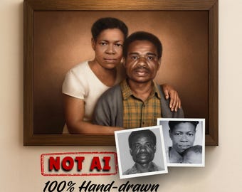 Spersonalizowany portret rodzinny • Połączenie wielu zdjęć w jedno • Cyfrowe malowanie w kolorze • Sztuka pamiątkowa • Realistyczne, ręcznie rysowane zdjęcie w portret