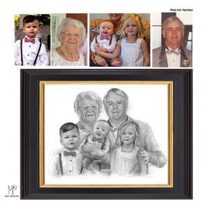 Pencil Drawing from your photo, Custom Charcoal Portrait for loved ones, Combining different pictures together, Special Gift