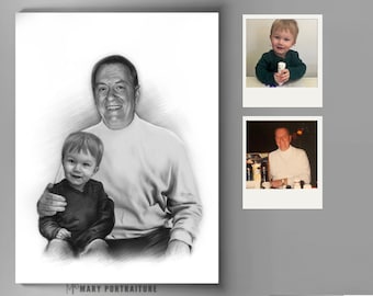 Dla niego, Portret wykonany węglem drzewnym (Połączenie różnych zdjęć, Scalanie zdjęć bliskich, Prezent na pamiątkę)