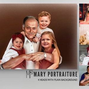Custom Colored Portrait (Combining different pictures together, Merging photos of loved ones, Memorial Gift) hand-drawn