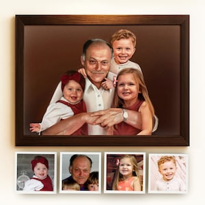Retrato personalizado a color (Combinación de diferentes fotografías, fusión de fotos de seres queridos, regalo conmemorativo) dibujado a mano