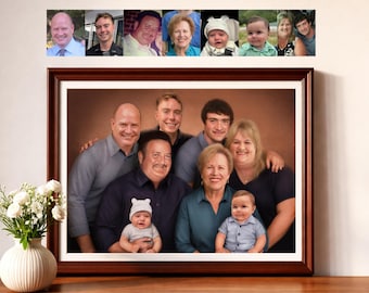 Realistyczne połączenie zdjęć portretowych z oddzielnych zdjęć – niestandardowa sztuka cyfrowa dla grupy