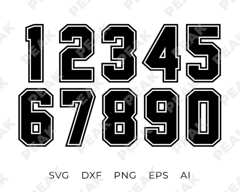 Jersey numbers svg College sport numbers football numbers Etsy