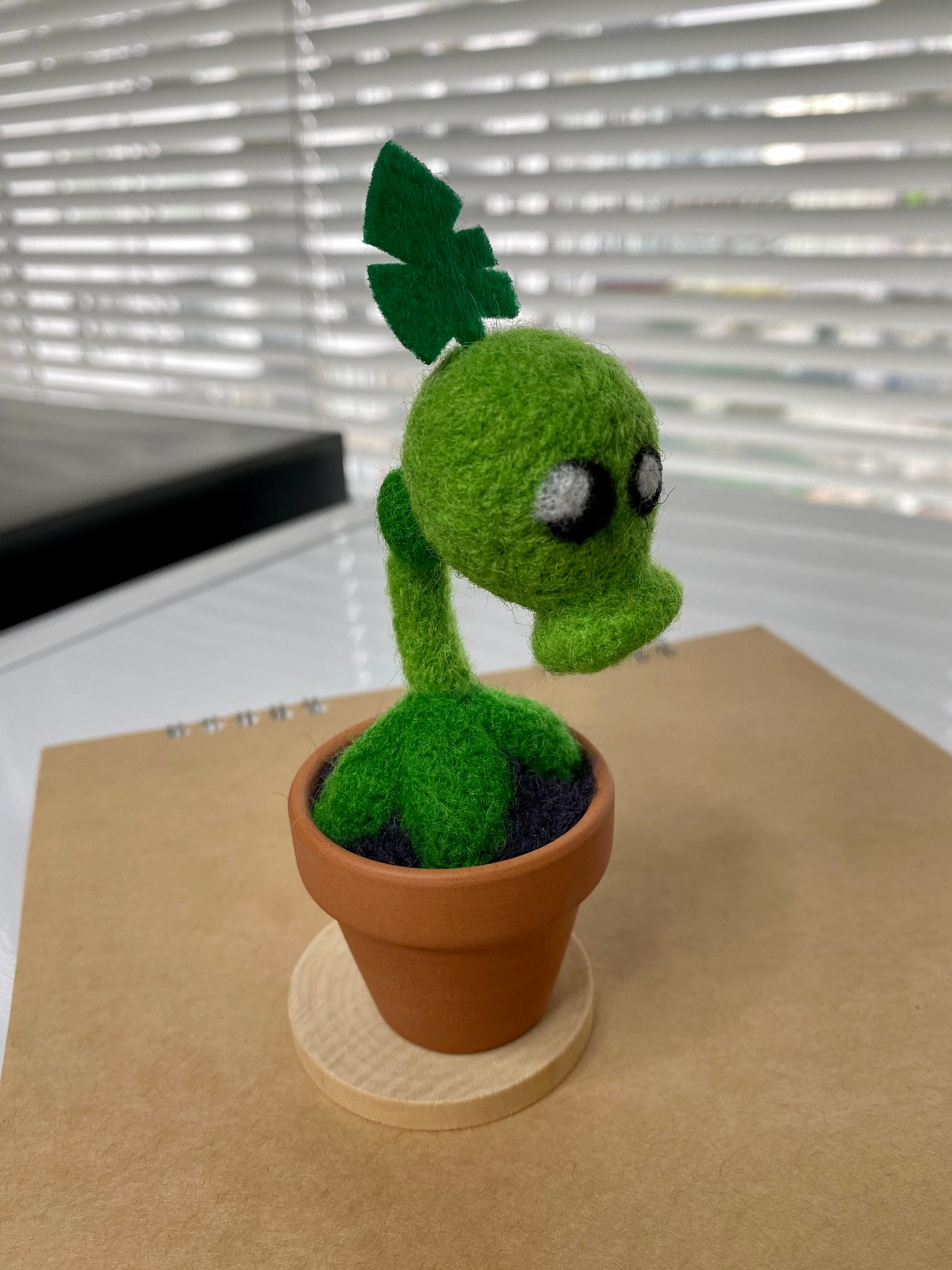 Needle Felted Peashooter and Sunflower Plant Pot Desktop Etsy