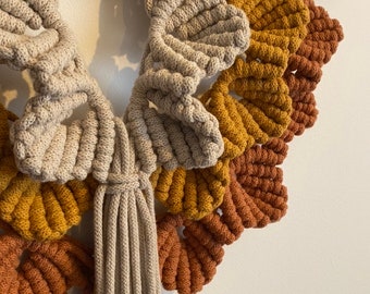 Macrame Wall Hanging, medium / Teracotta Yellow Beige / Wall Hanging / 100% recycled cotton / Wall Decor / Boho Macrame