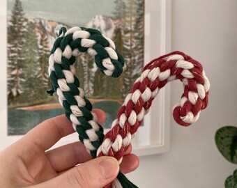 Macrame Christmas Tree Decoration - candy cane / Red and White / Green and White / Beige and White / Christmas Decor / Christmas Ornament