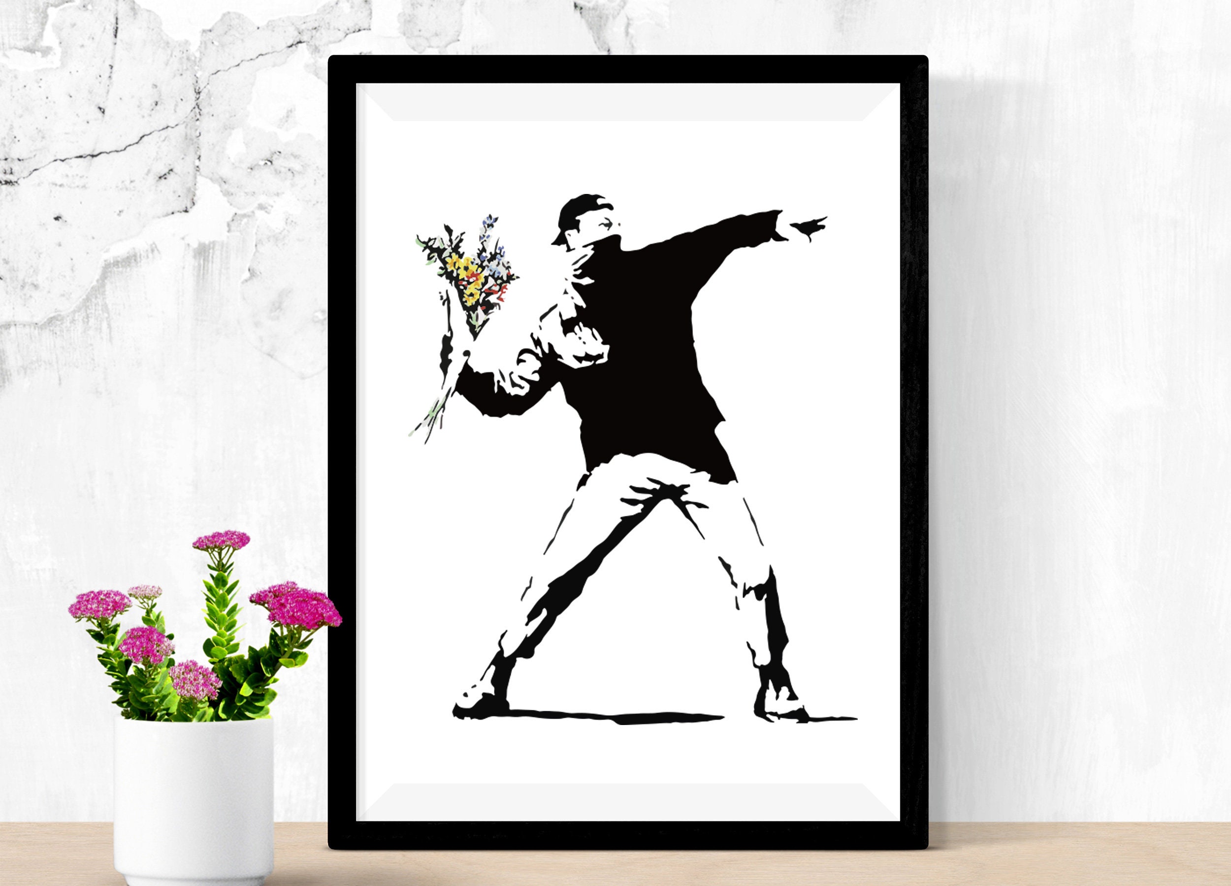 Banksy flower thrower Wall Art Printable Wall Art Graphic Etsy