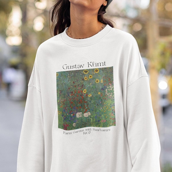 Gustav Klimt's Farm Garden with Sunflowers, Light Academia Sweatshirt, Aesthetic Clothing, Aesthetic Sweatshirt, Aesthetic Crewneck