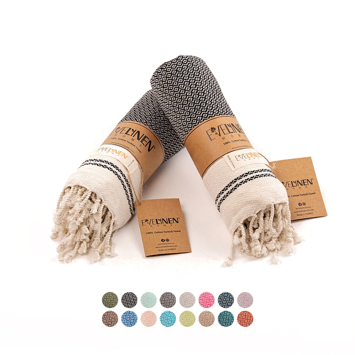 Turkish Hand Towels for Bathroom & Kitchen set of 2 Decorative Bathroom ...