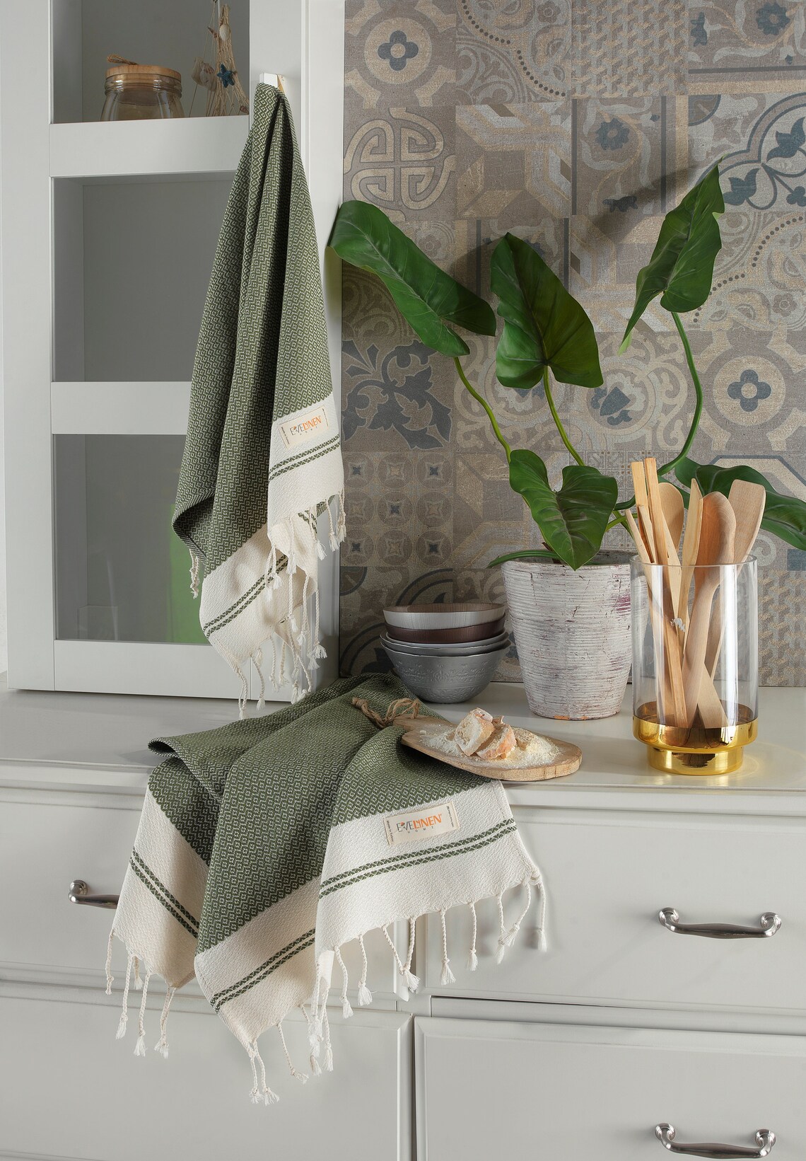 Turkish Hand Towels for Bathroom & Kitchen set of 2 Decorative Bathroom ...