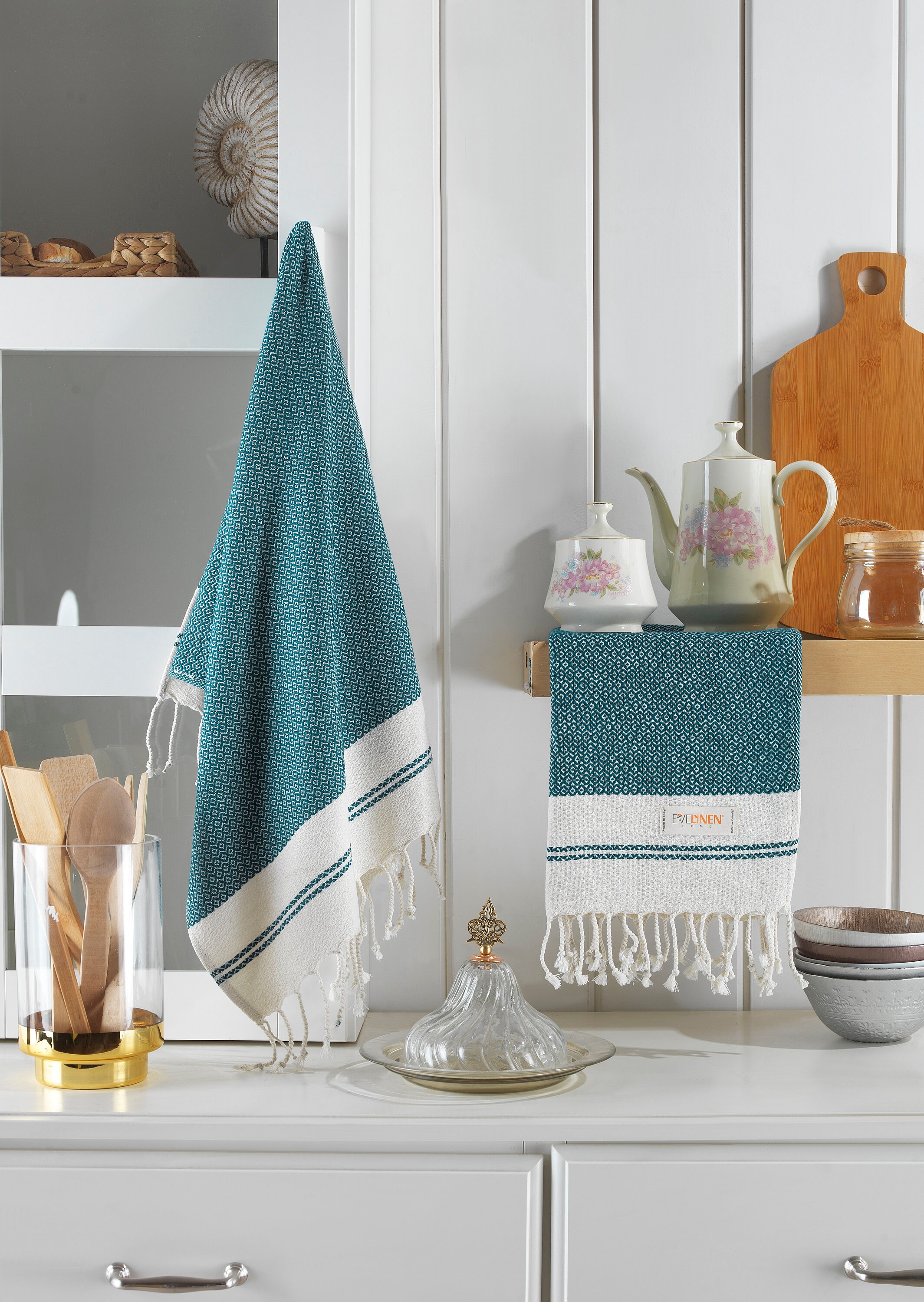 Turkish Hand Towels for Bathroom & Kitchen set of 2 Decorative Bathroom ...
