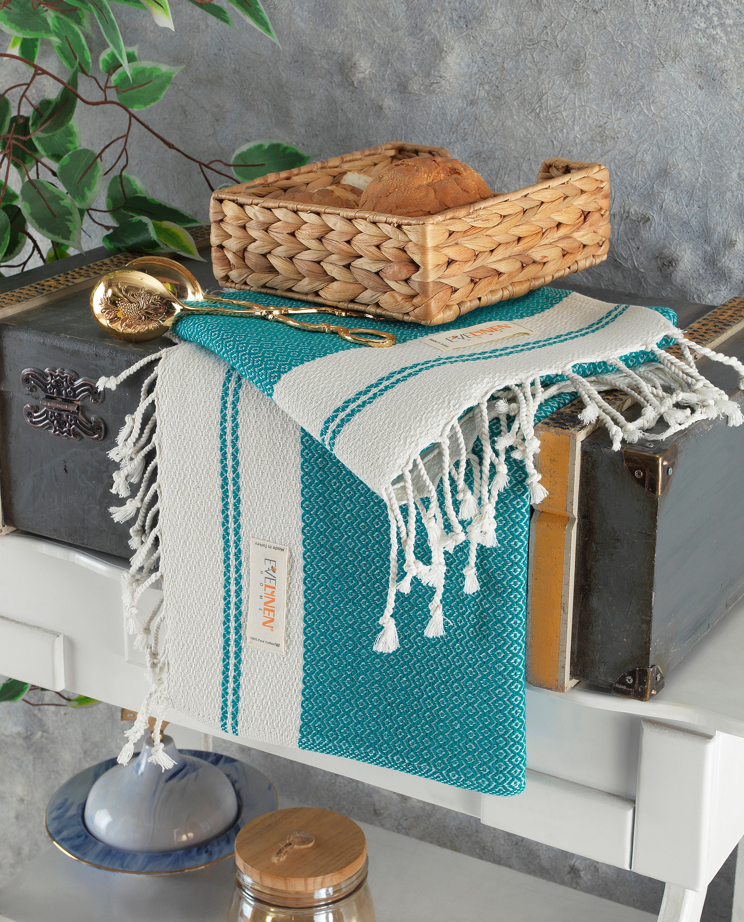 Turkish Hand Towels for Bathroom & Kitchen set of 2 Decorative Bathroom ...
