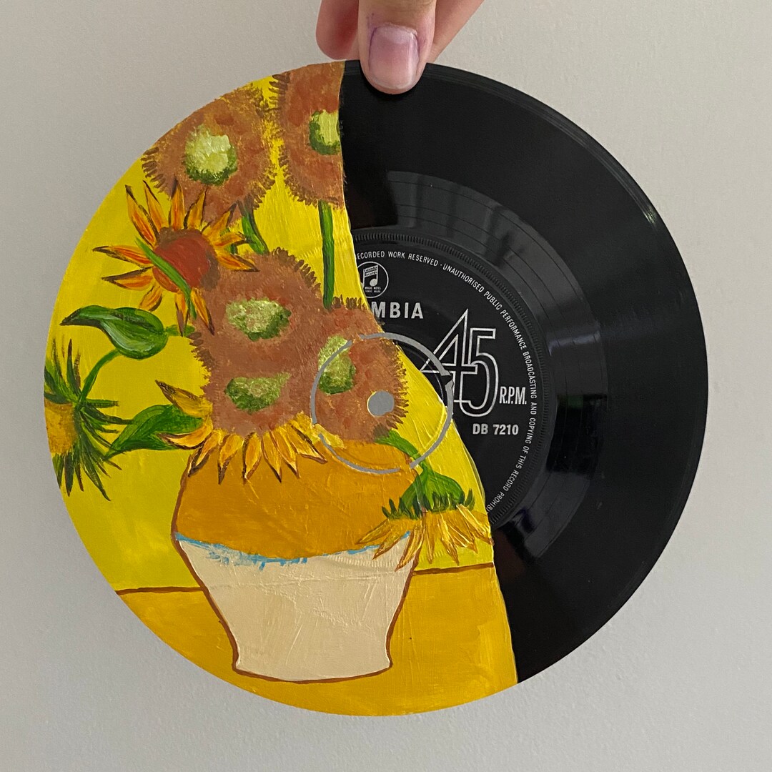 Hand painted 7 Inch Vinyl Van Gogh sunflowers Inspired Design Etsy UK Hand painted 7 Inch Vinyl Van Gogh sunflowers Inspired Design Etsy UK