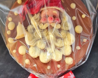 Handcrafted Father Christmas Belgian Chocolate Lollipop – Luxury Christmas Stocking Filler – UK Artisan Festive Treat - Chocolate Santa