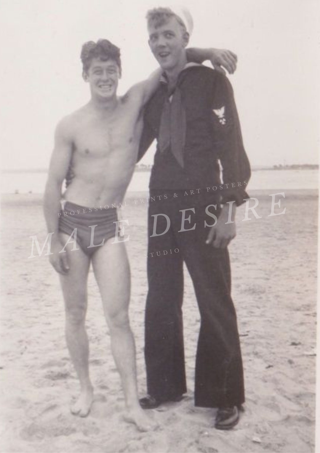 Premium Reproduction Vintage Print/poster: sailor's Lover Photograph Photo Handsome Couple