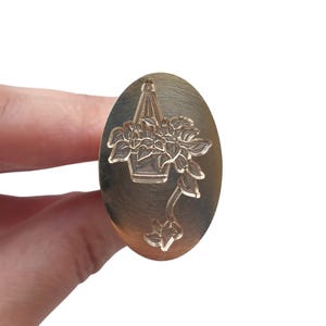 Floral Hanging Basket Wax Stamp: Oval DIY Wax Seal Stamper
