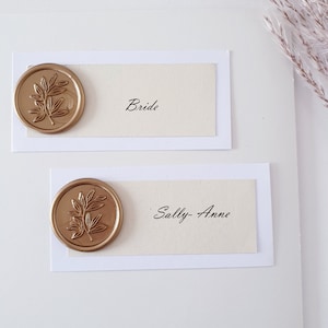 Wedding Place Name Cards with Wax Seal Ivory and White Place name Tags Name Place Setting for Parties Wedding Name Tags image 1