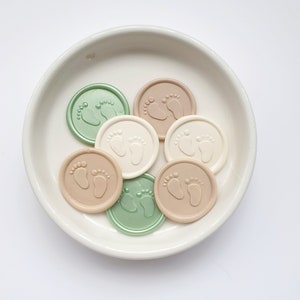 Cachets de cire pieds de bébé pour faire-part de baby shower - Nouveaux autocollants de cire de bébé