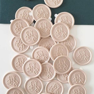 Ours en peluche - Cachets de cire auto-adhésifs pour faire-part de baby shower ou 1er anniversaire