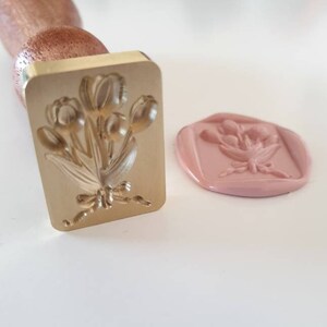 Tulip Wax Seal Stamp, Handmade Wax Stamp DIY Wax Seals, Square Wax Stamp, 3D Wax Seal Stamp image 3