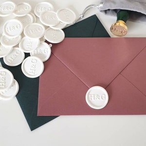 Custom Wax Seal Stickers for Wedding Invitations Initial Wax Stickers for Envelopes Wedding Invitation Wax Seal Stamp White