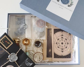 Space and Astrology Themed Stationery Gift Set for Scrapbookers and Journal Lovers - Contains Wax Seal Kit & Stickers